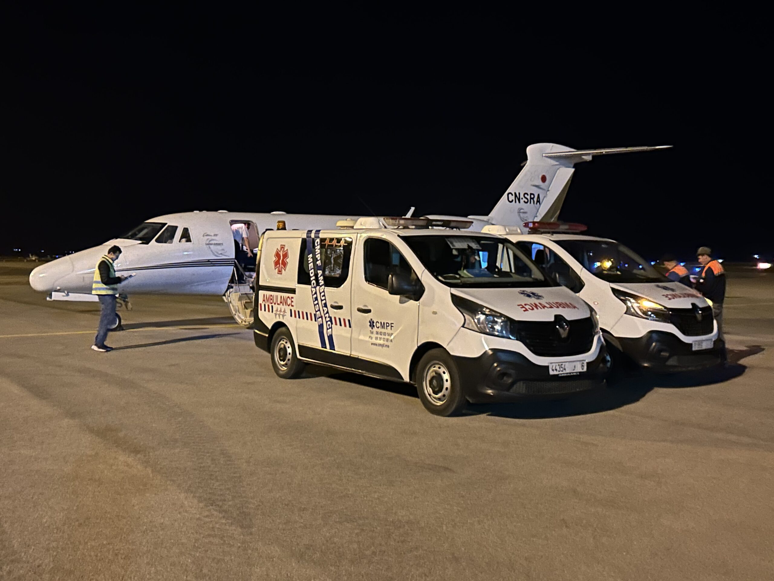 Embarquement du premier vol sanitaire Fès Madrid / vol tandem